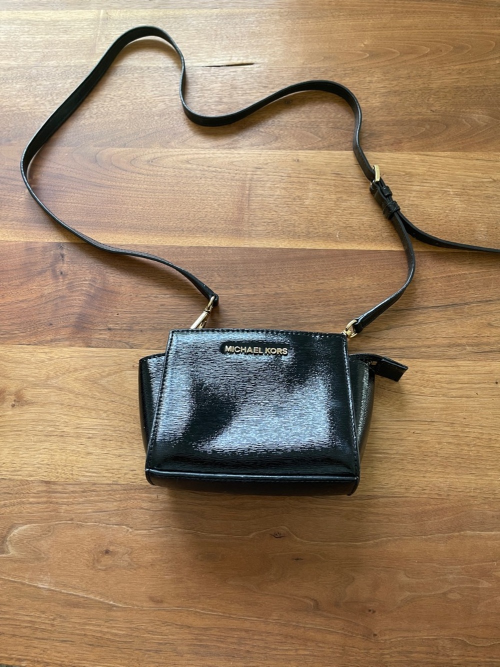 Michael Kors Small Black Patent Leather Crossbody Bag